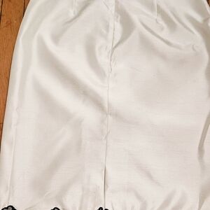 Elegant White Skirt with Black Embroidery